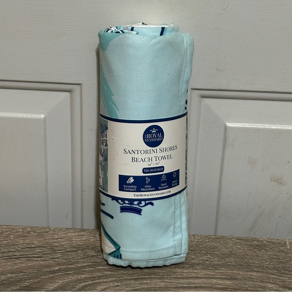 NWT Royal Standard Santorini Shores  Beach Towel Microfiber 34"‎ x 70" Blue Navy